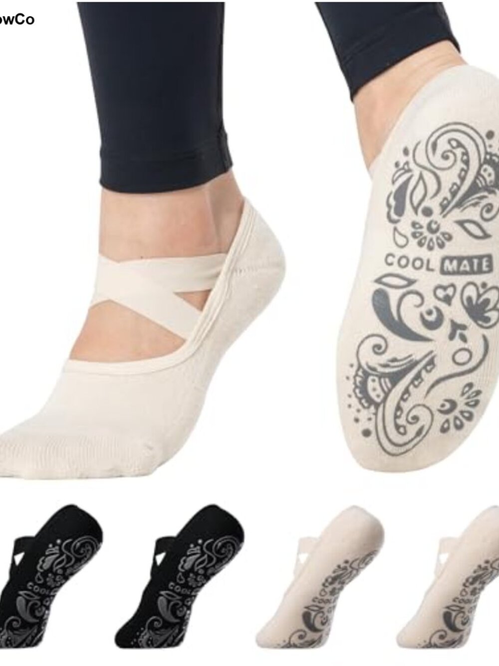Pilates Socks with Grips for Women Non Slip Yoga Barre Socks